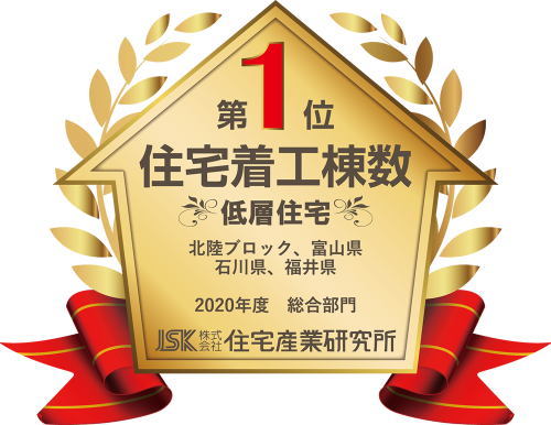 2020年度 住宅着工棟数 北陸ブロック 第1位