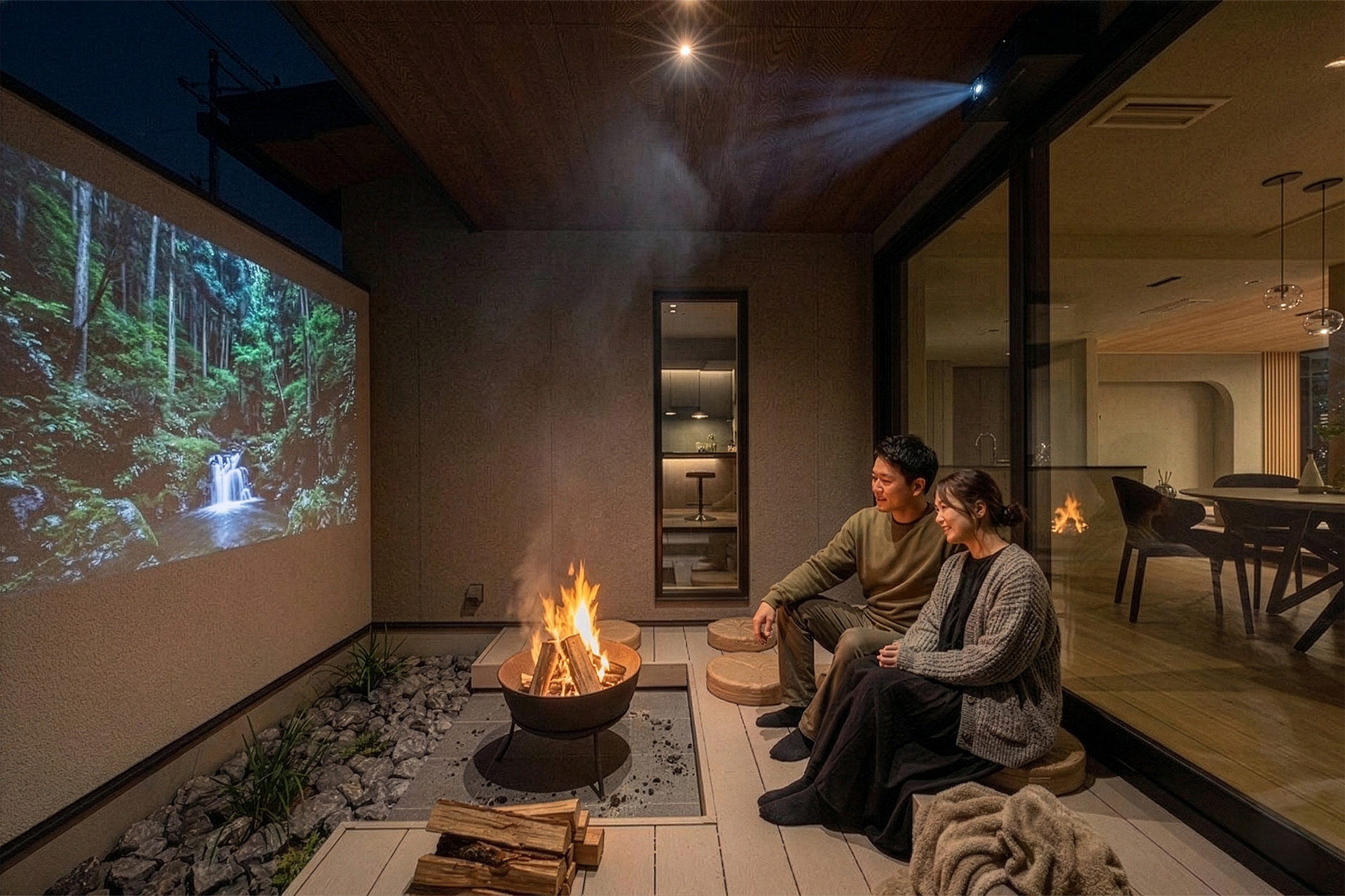 テラスでのグランピング