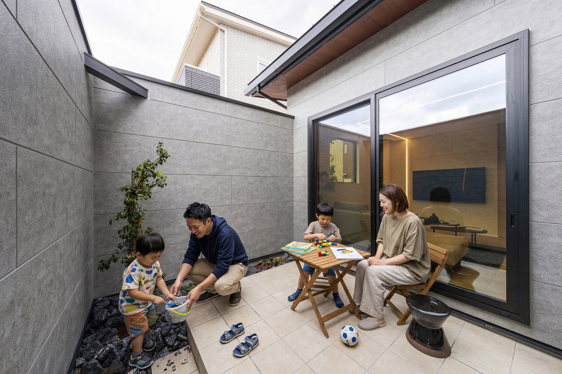 プライベートな屋外空間、コートテラス