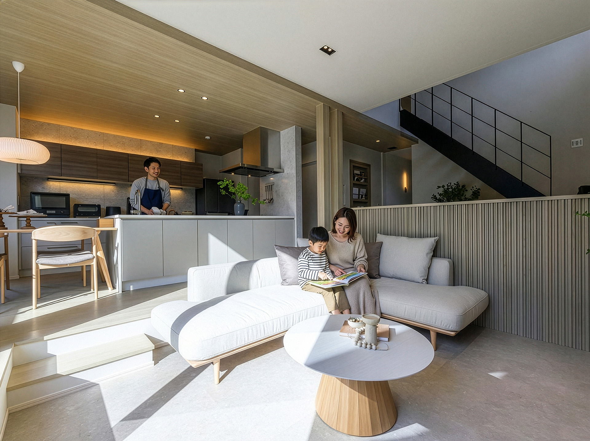 高天井＋サンクンリビング