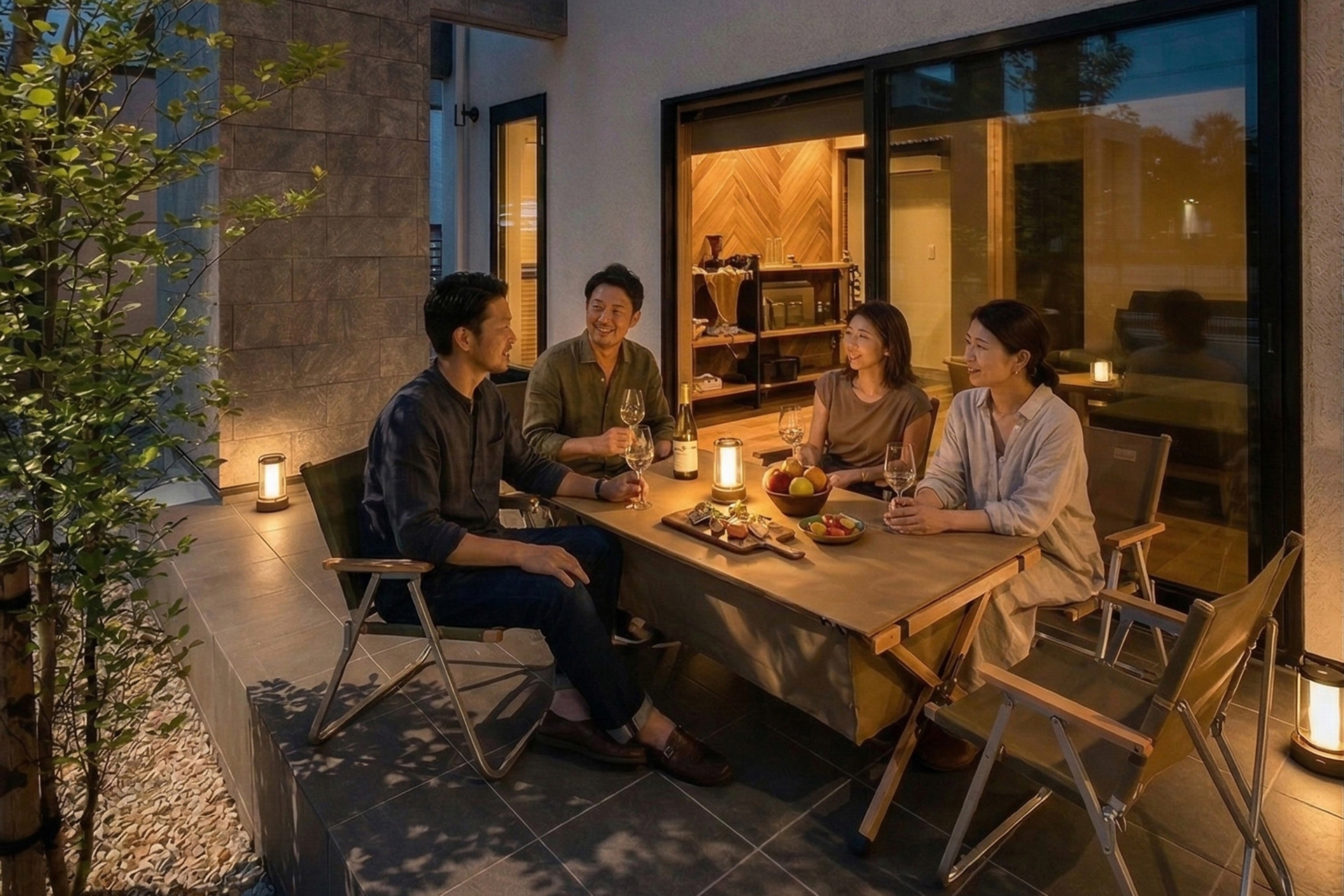 テラスでのグランピング