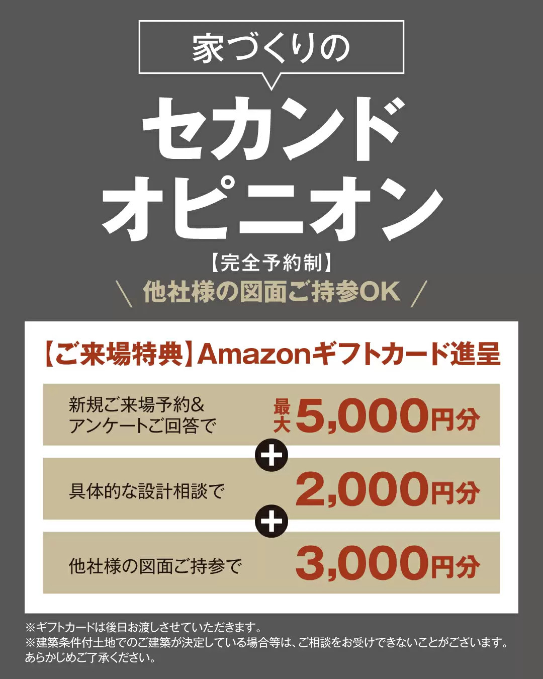AMAZONギフト券 WEBからご来場予約で最大5,000円分プレゼント