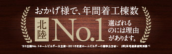 おかげ様で、年間着工棟数北陸No.1