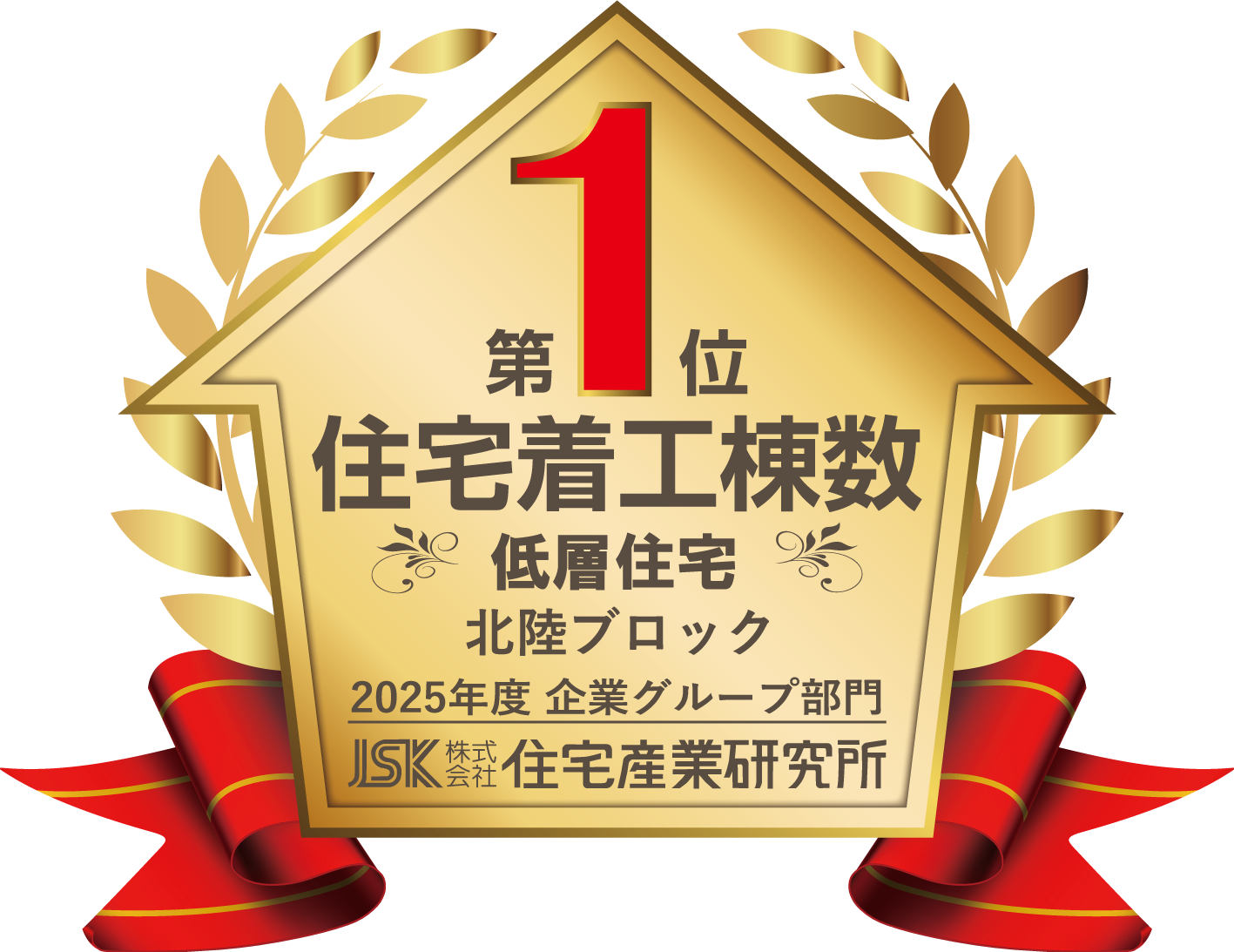 2025年度 住宅着工棟数 北陸ブロック 第1位